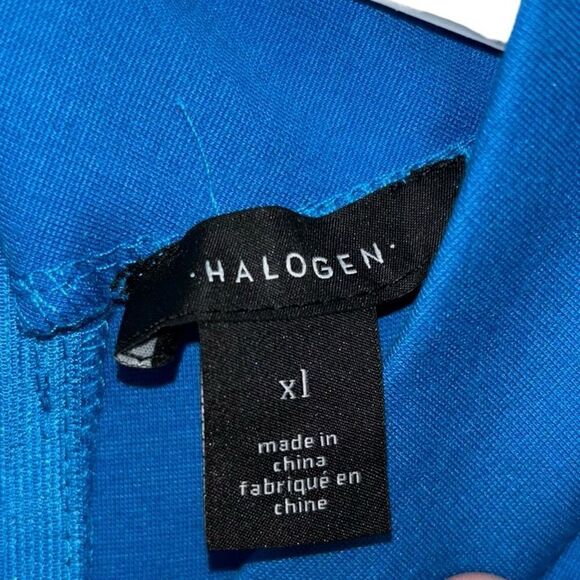 Halogen Ruched Mock Neck Minidress in Teal Blue Size XL NEW - Picture 9 of 15